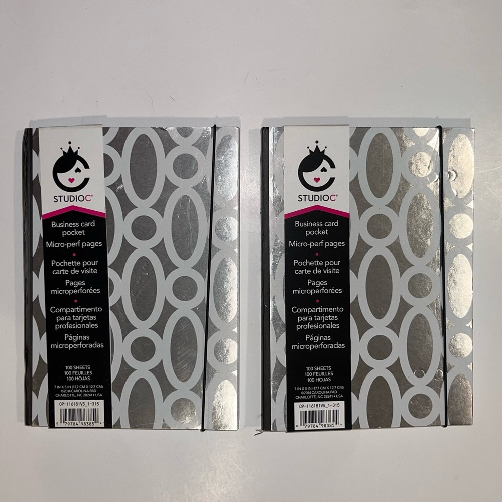 Studio C Set of 2 100 Sheet Silver Notebooks, 5 x 7